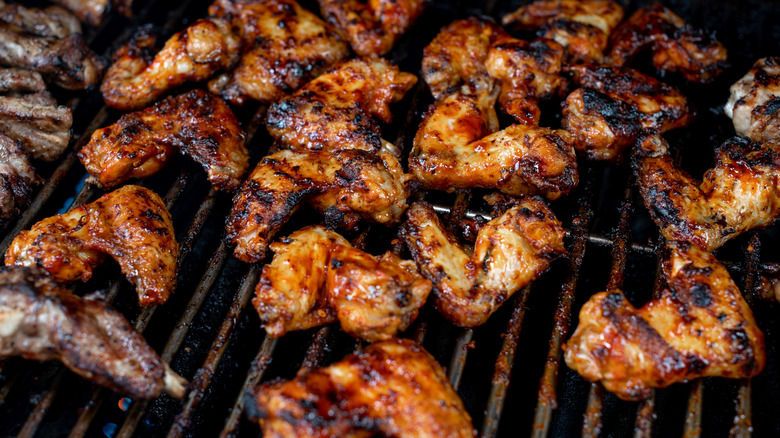 Chicken wings on gas grill