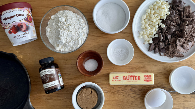 Ingredients for chocolate chunk Pizookie