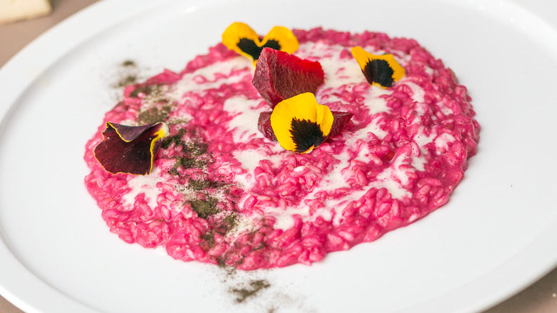 a plate of beet risotto