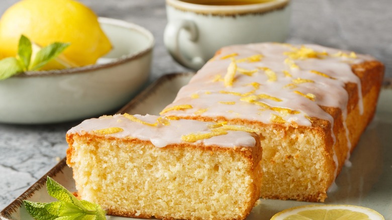 Lemon pound cake with zest glaze