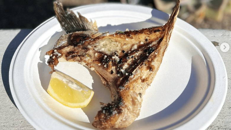 Grilled yellowtail collar with lemon