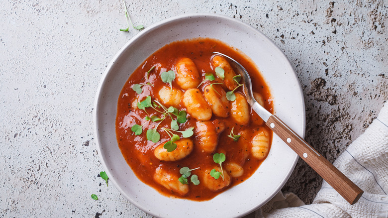 Tomato soup with gnocchi