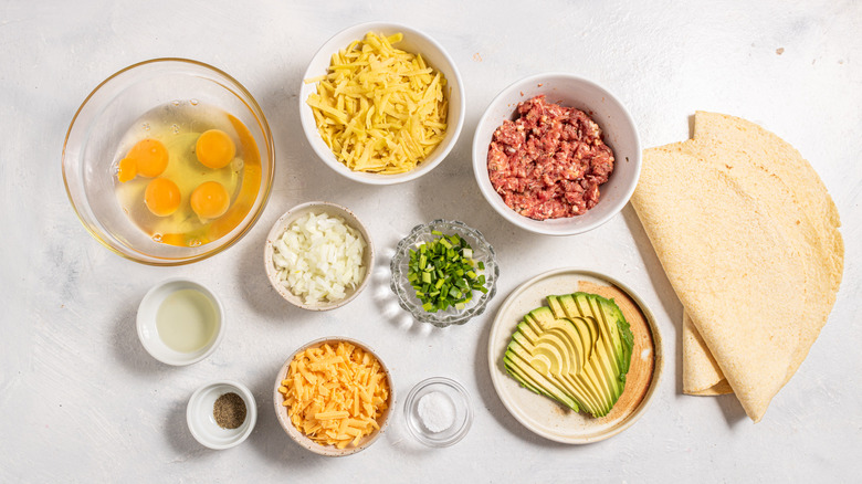 Ingredients for breakfast burrito recipe
