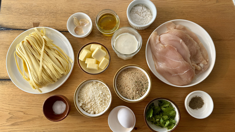 Ingredients for chicken fettuccine Alfredo