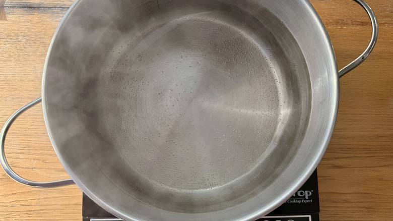 Pot of simmering water