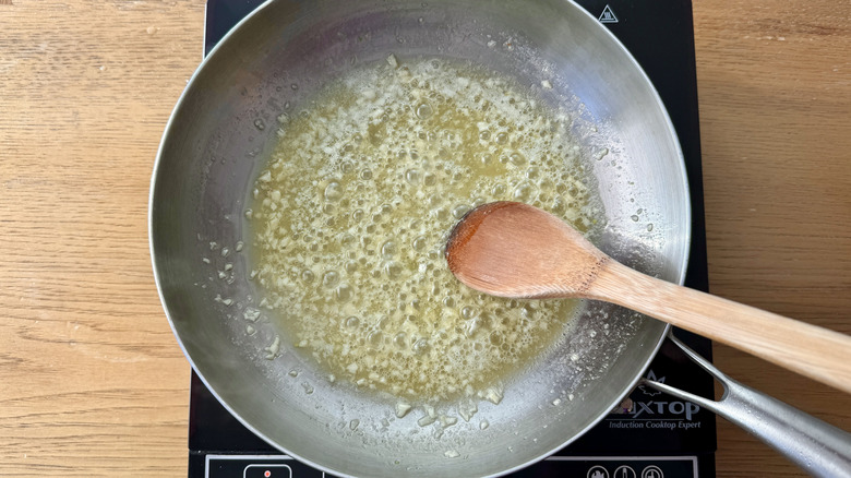 Garlic sauteing in butter