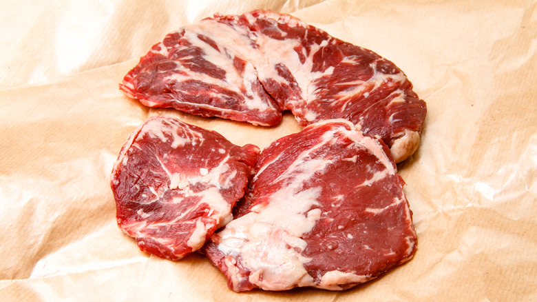 Raw spider cut steak