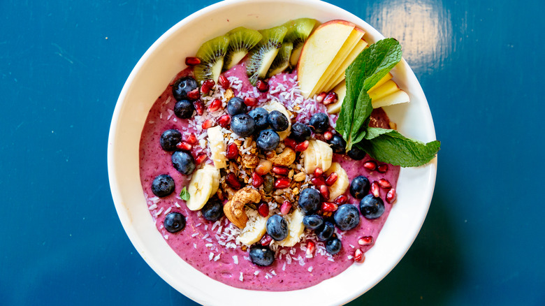 Acai bowl topped with fruit 