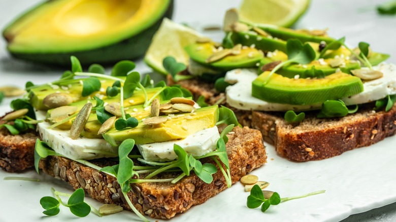 Avocado toast with microgreens 