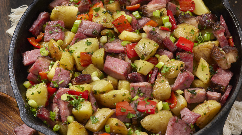 Pan of corned beef hash 