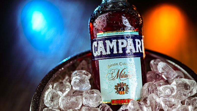 Bottle of Campari in ice