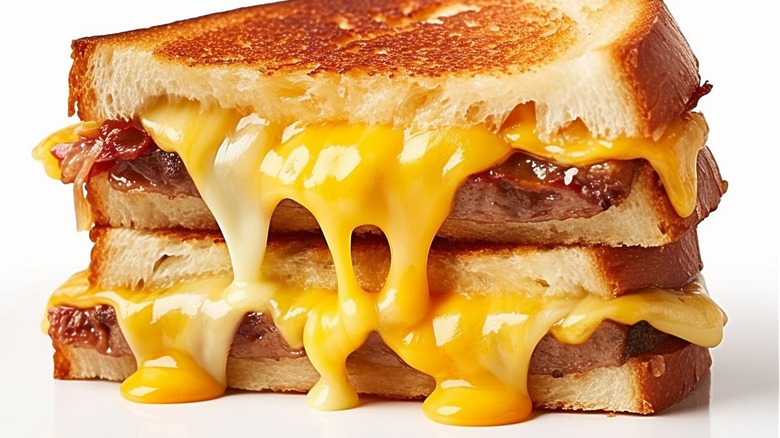 Fried sandwich with melted cheese
