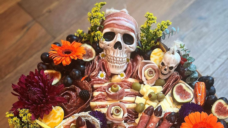 Skeleton themed charcuterie board