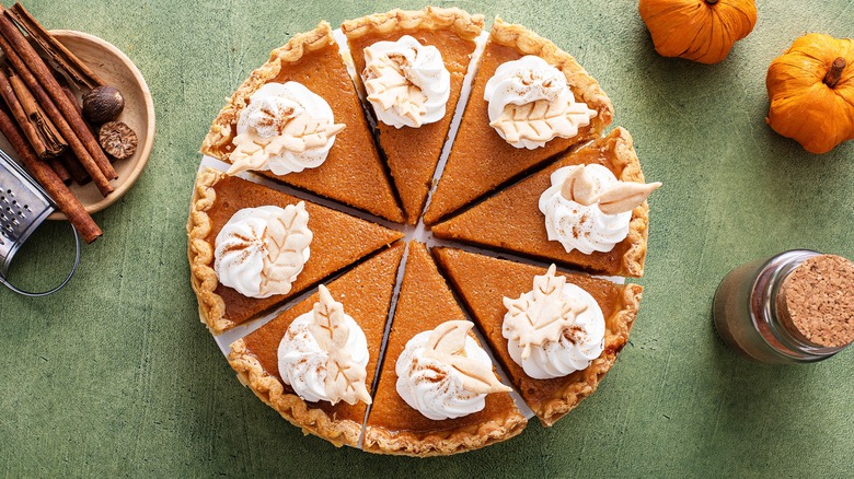 Pumpkin pie with whipped cream