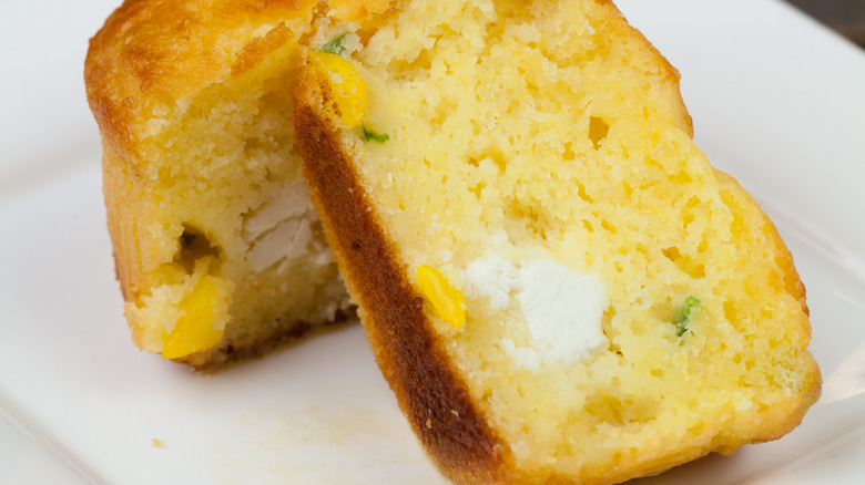 Cornbread with goat cheese and herbs