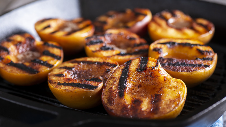 grilled halved peaches