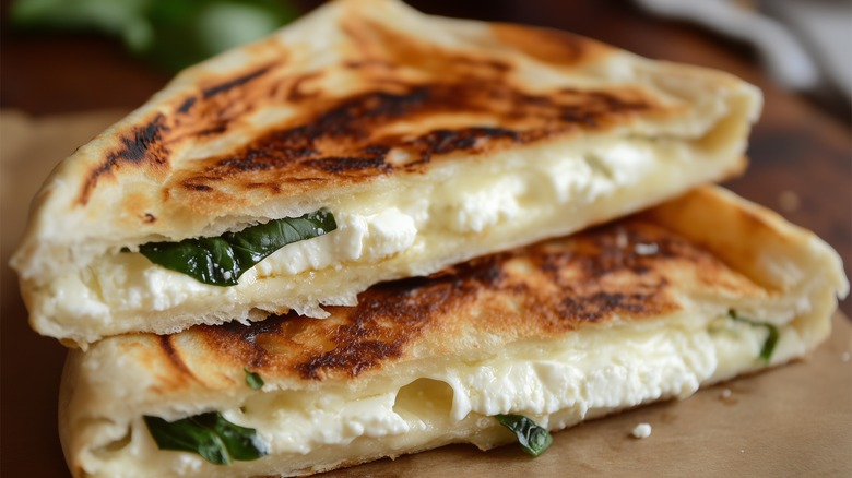 Mozzarella and feta grilled pita