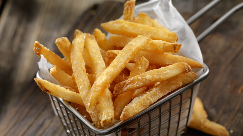 close up crispy french fries