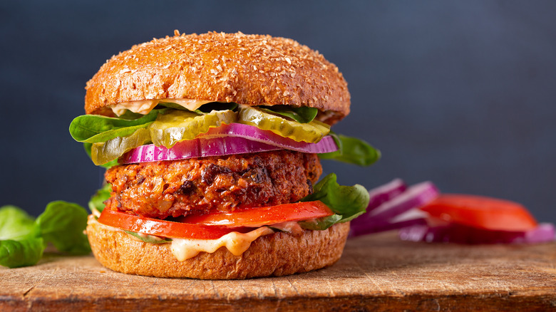 Loaded veggie burger with toppings