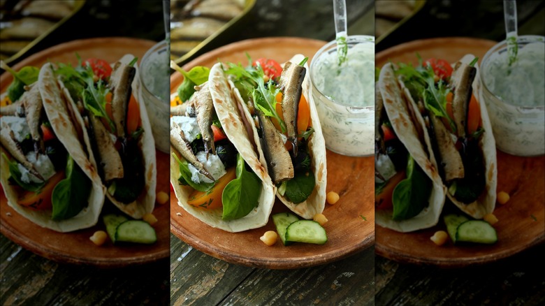 Sardine tacos on a plate