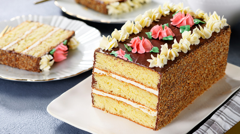 A 3-layer mini cake decorated with buttercream flowers