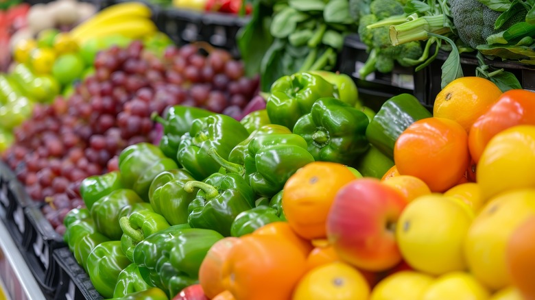 Bell peppers in grocery store