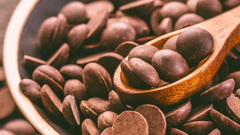 Chocolate discs in a bowl