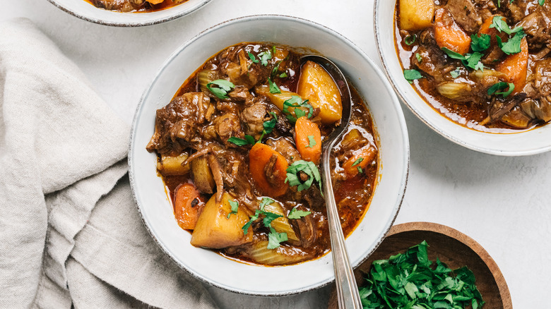 Bowls of beef stew