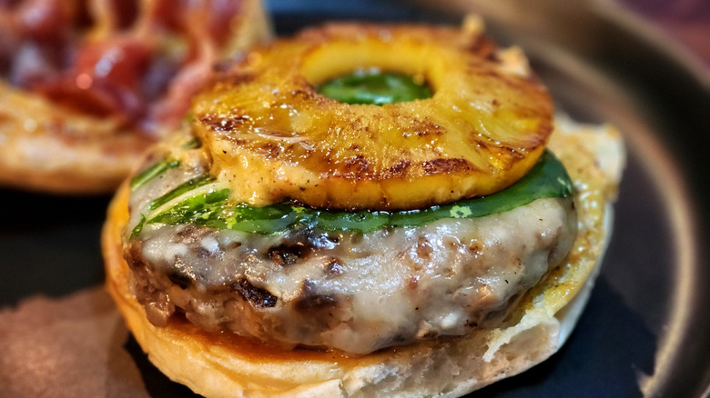 open-faced pineapple burger