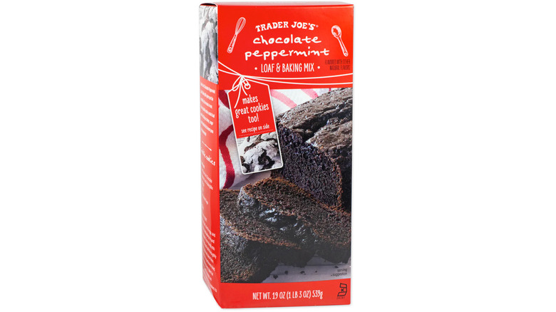 Box of Trader Joe's Chocolate Peppermint Loaf & Baking Mix