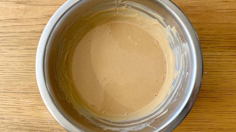 whisked peanut sauce in bowl