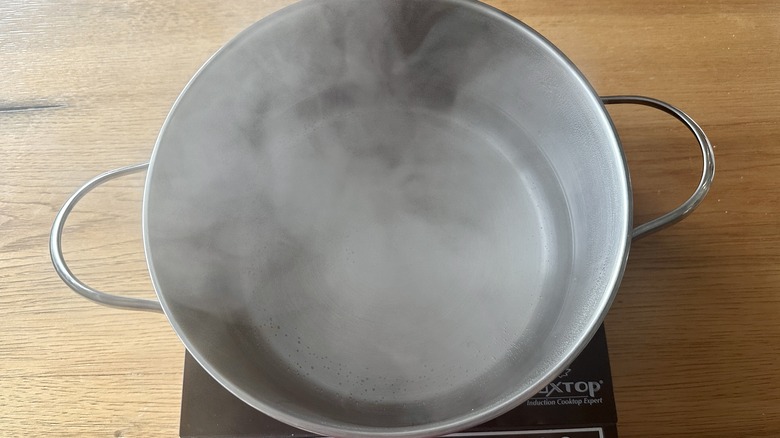 heated water in pot