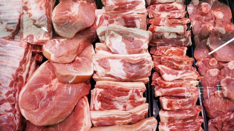 Steak cuts at meat counter