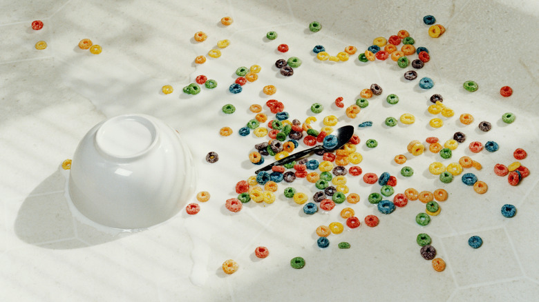 Cereal spilled all over the floor