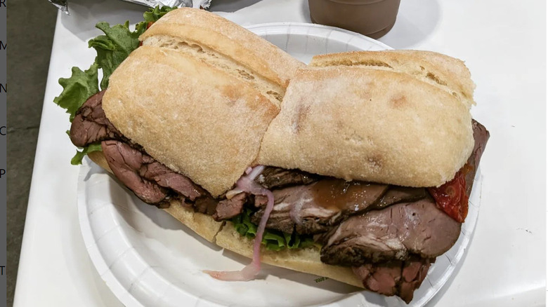 Costco's roast beef sandwich on plate