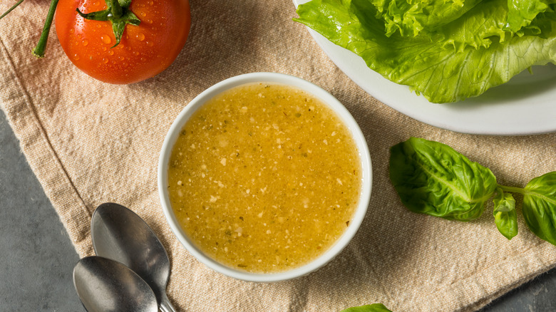 homemade italian dressing in a bowl