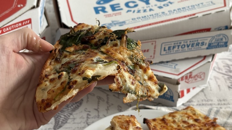 Domino's Spinach and Feta pizza with multiple cheeses