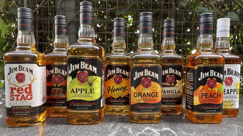 eight bottles of flavored jim beam