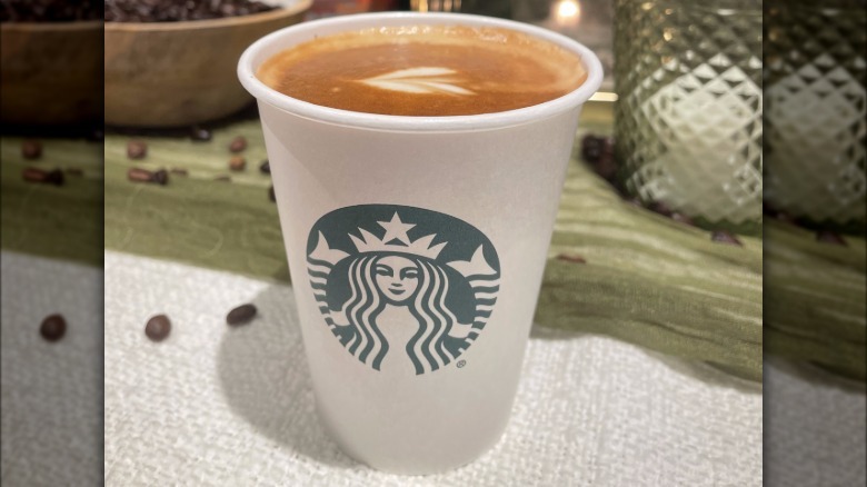 Starbucks cortado on counter