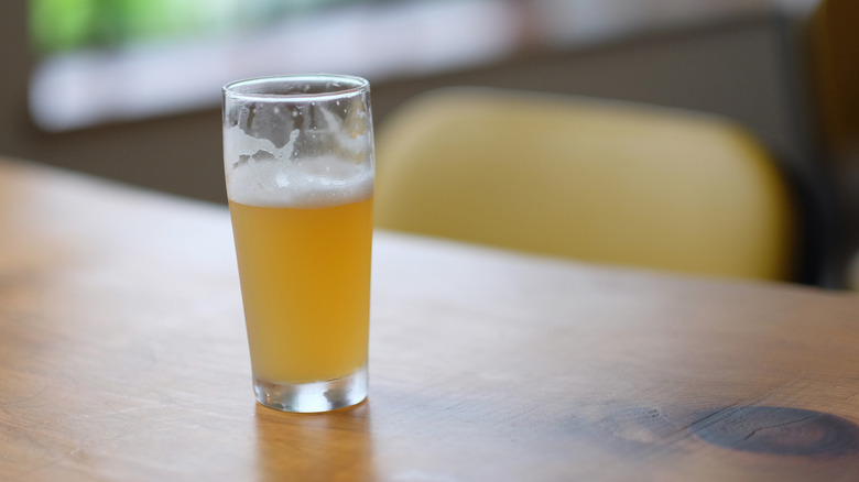 glass of IPA on table