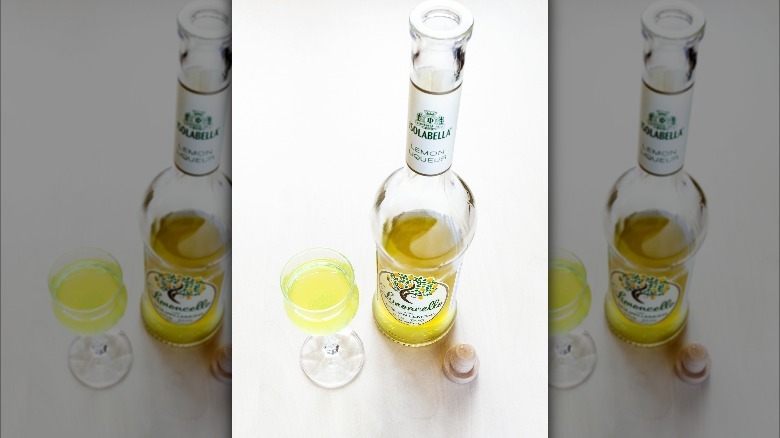 Bottle of limoncello digestif drink