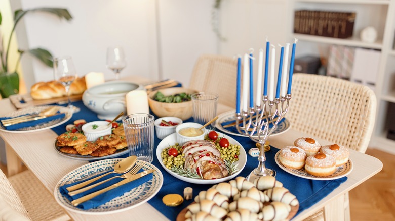 traditional Hannukah food on table