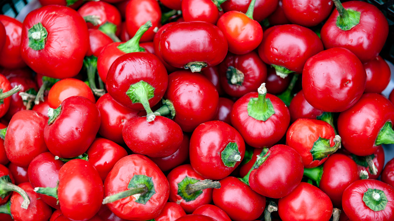 pile of pimento cherry peppers