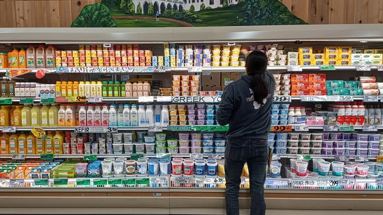 the refrigerated section of Trader Joe's which shows the line of juices