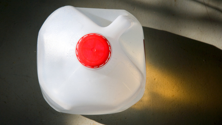 Above view of a plastic water jug