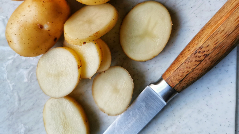 sliced raw cottage fries