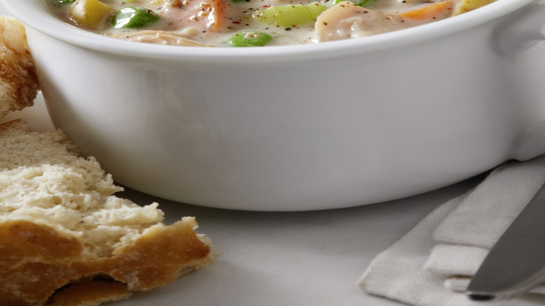 a bowl of chicken soup