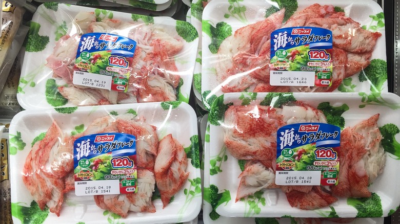 Packages of fake crab meat