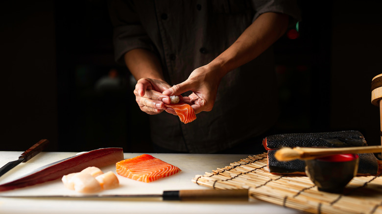 Chef preparing sushi