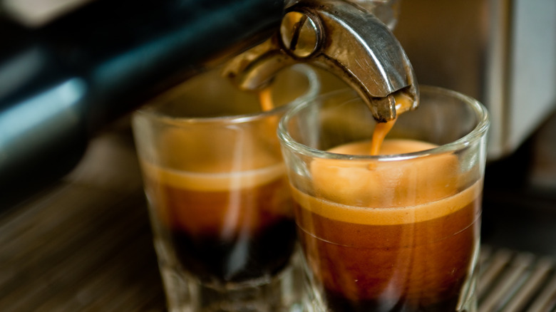 Shots of espresso being extracted